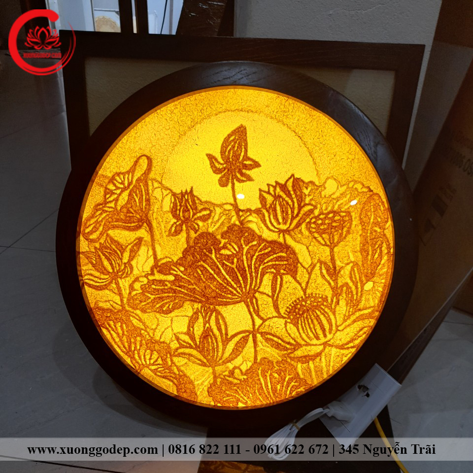 Tranh Trúc Chỉ Sen Tròn TTC-06